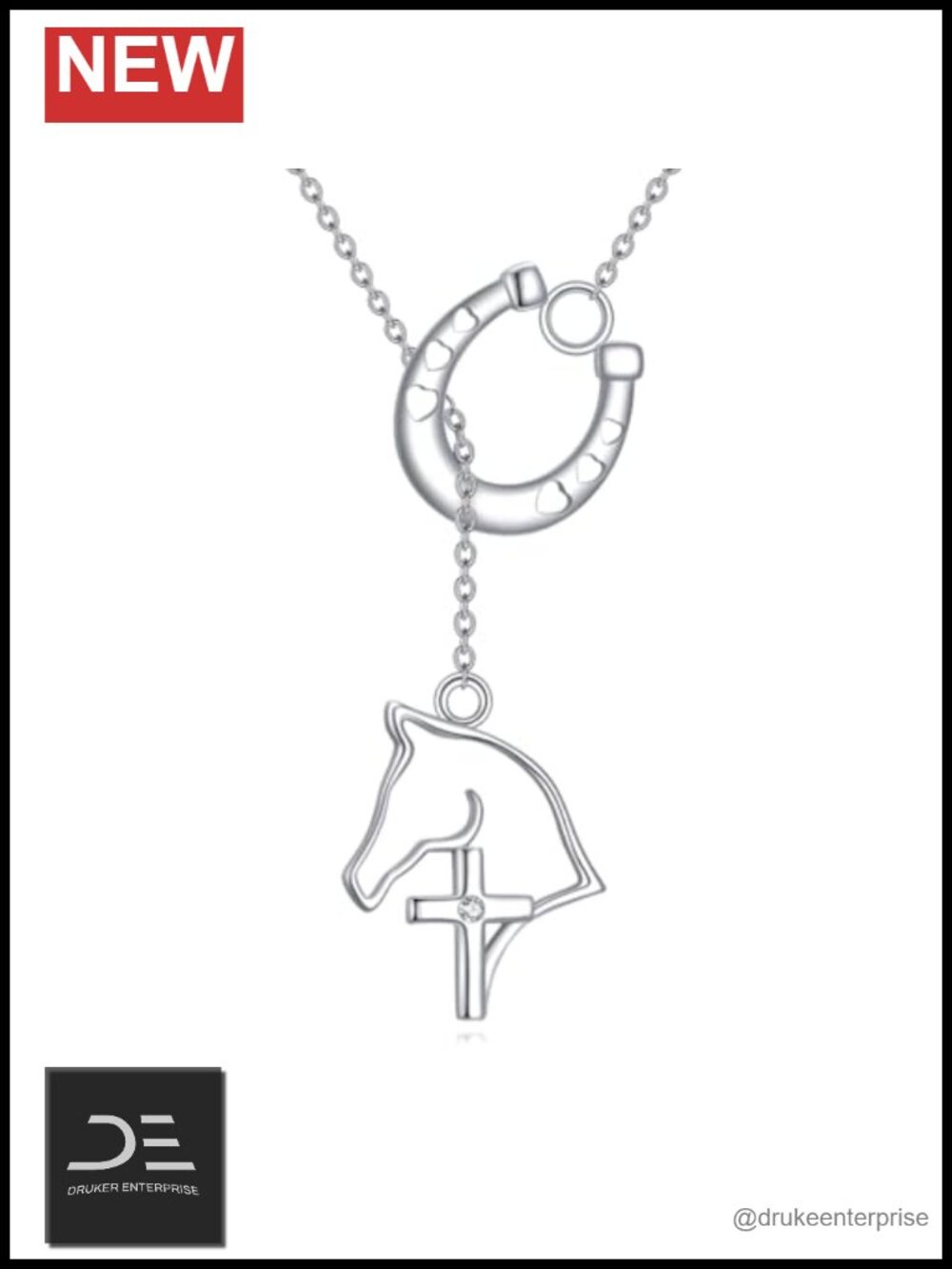 Horse Stirrup Cross Necklace Sterling Silver Women Memorial Gift